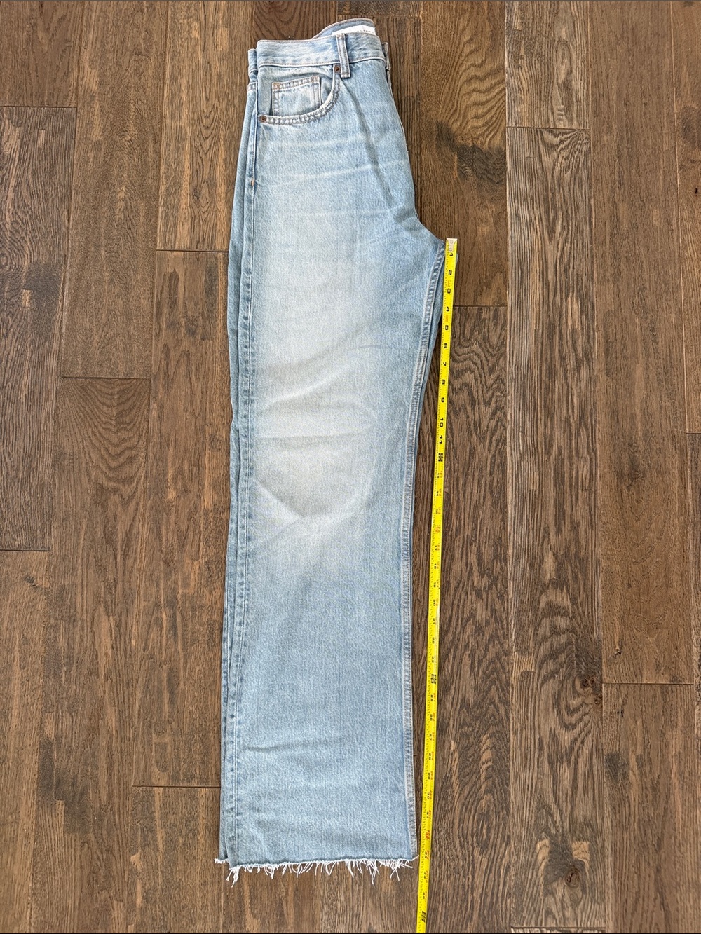 Zara Light Blue Wide-Leg Jeans with Frayed Hem - Picture 4 of 5